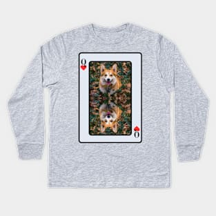 Corgi Queen Of Hearts Kids Long Sleeve T-Shirt